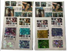 אבקות גליטר בצורות וצבעים שונים 4 יחידות על כארד/ 12 כארדים במארז