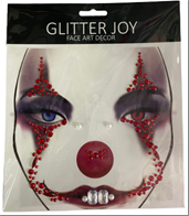 מדבקות פנים ליצן מפחיד על כארד/ 12 יחידות במארז