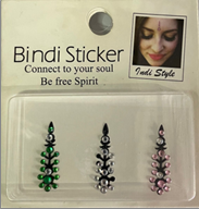 מדבקות אבנים למצח להודית על כארד/ 12 יחידות במארז