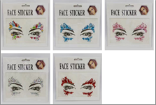 מדבקות אבנים לפנים מיקס צבעים/ 12 יחידות במארז