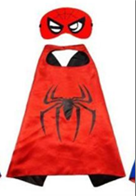 גלימה ומסכה עכביש אורך 65 ס"מ בשקית PVC עם כארד / 6 יחידות במארז