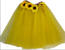 חצאית טוטו חמניה צהובה 30 ס"מ 3 שכבות על כארד עם קולב/ 6 יחידות במארז