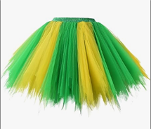 חצאית טוטו משולשים משולב צבע ירוק בהיר וצבע ירוק חזק 40 ס"מ על כארד עם קולב/ 6 יחידות במארז