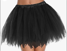 חצאית טוטו משולשים צבע שחור 40 ס"מ 3 שכבות על כארד עם קולב/ 6 יחידות במארז