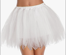 חצאית טוטו משולשים צבע לבן 40 ס"מ 3 שכבות על כארד עם קולב/ 6 יחידות במארז