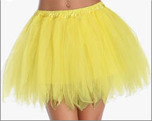 חצאית טוטו משולשים צבע צהוב 40 ס"מ 3 שכבות על כארד עם קולב/ 6 יחידות במארז