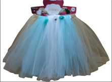 חצאית טוטו עם פרחים משולב 3 צבעים חום תכלת ולבן 40 ס"מ/ 6 יחידות במארז