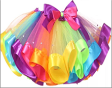 חצאית טוטו צבעונית מפוארת משולבת עם פפיון אורך 40 ס"מ על כארד עם קולב/ 6 יחידות במארז