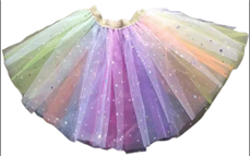 חצאית צבעונית כוכבים 70 ס"מ על כארד עם קולב/ 6 יחידות במארז