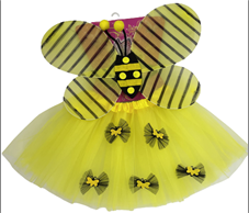 סט דבורה כולל חצאית צהובה עם פרפרים 40 ס"מ וכנפיים על כארד/ 6 יחידות במארז