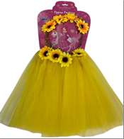 סט חמניה כולל חצאית צהובה עם פרחים 30 ס"מ וסרט ראש על כארד/ 6 יחידות במארז