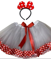 סט עכברה מפואר כולל חצאית עם פפיון 40 ס"מ וקשת על כארד/ 6 יחידות במארז