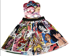 סט קומיקס כולל חצאית 40 ס"מ וקשת על כארד/ 6 יחידות במארז