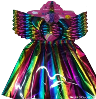 סט חד קרן צבעוני כולל קשת חצאית מטאלית 40 ס"מ וכנפיים על כארד/ 6 יחידות במארז