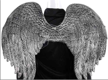 כנפיים מלאך כסף 60X44 ס"מ מחומר גומי רך על כארד תלייה / 2 יחידות במארז