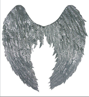 כנפיים מלאכית נוצות כסף בשקית PVC עם כארד/ 6 יחידות במארז