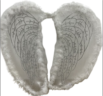 כנפיים מלאכית לבן 60 ס"מ בשקית PVC עם כארד/ 6 יחידות במארז