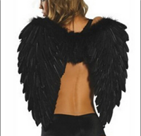 כנפיים מלאכית שחור 55x60 ס"מ בשקית PVC עם כארד/ 6 יחידות במארז