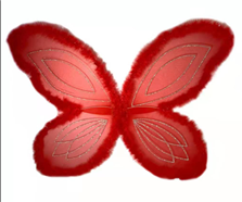 כנפיים פרפר אדום מפוארות עם מסגרת פרווה בשקית PVC עם כארד/ 6 יחידות במארז
