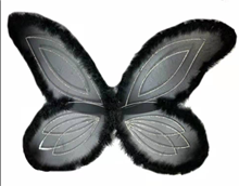 כנפיים פרפר שחור מפוארות עם מסגרת פרווה בשקית PVC עם כארד/ 6 יחידות במארז