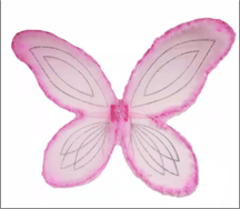 כנפיים פרפר ורוד מפוארות עם מסגרת פרווה בשקית PVC עם כארד/ 6 יחידות במארז