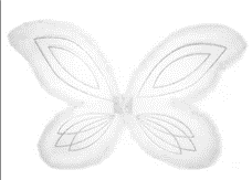 כנפיים פרפר לבן מפוארות עם מסגרת פרווה בשקית PVC עם כארד/ 6 יחידות במארז