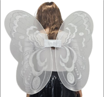 כנפיים פרפר לבן מפוארות ענקיות גודל 89X82 בשקית PVC עם כארד/ 3 יחידות במארז