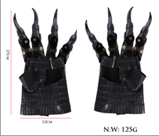 כפפות מכשפה עם ציפורניים דמוי עור על כארד / 2 יחידות במארז