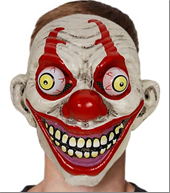 מסכה ליצן מפחיד עם עיניים מתגלגלות על כארד/ 6 יחידות במארז