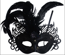 מסכה ונציה מעוצבת עם נוצות בשקית PVC עם כארד / 6 יחידות במארז