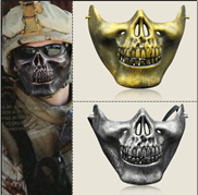 מסכה חצי פנים שלד זהב כסף על כארד/ 6 יחידות במארז