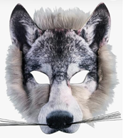 מסכה זאב מחומר EVA על כארד/ 6 יחידות במארז