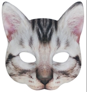 מסכה חתול לבן מחומר EVA על כארד/ 6 יחידות במארז