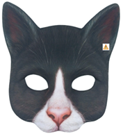 מסכה חתול שחור מחומר EVA על כארד/ 6 יחידות במארז