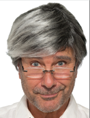 פאה גבר מבוגר שחור לבן בשקית PVC עם כארד/ 6 יחידות במארז