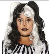 פאה קוקיות שחור לבן בשקית PVC עם קולב  / 6 יחידות במארז