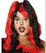 פאה קוקיות שחור אדום בשקית PVC עם קולב  / 6 יחידות במארז