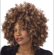 פאה אפרו חום בלונד בשקית PVC עם קולב  / 6 יחידות במארז