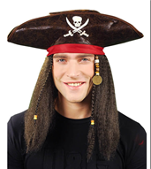 פאה כובע פיראט בשקית PVC עם קולב  / 6 יחידות במארז