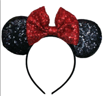 קשת עכברה פאייטים פפיון גדול על כארד/ 6 יחידות במארז