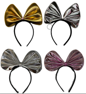 קשת פפיון מבריק על כארד מיקס כסף זהב ורוד/ 6 יחידות במארז