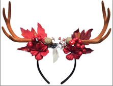 קשת במבי מפוארת עם פרחים אדומים על כארד/ 3 יחידות במארז