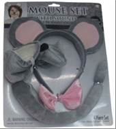 סט עכבר 4 חלקים קשת זנב אף ופפיון על כארד/ 3 יחידות במארז