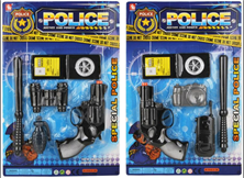 סט שוטר כולל אקדח עלה תג שוטר מכשיר קשר ורימון בבליסטר/ 6 יחידות במארז