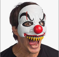 מסכה ליצן מפחיד שיניים מחומר PU איכותי על כארד / 2 יחידות במארז