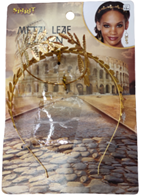 כתר עלים מתכת וצמיד עלים מתכת ליווניה על כארד/ 6 יחידות במארז