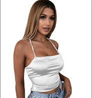 טופ  מבריק לבן מידות S/M/L בשקית PVC עם כארד/ 6 יחידות המארז