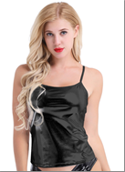 טופ  מבריק שחור מידות S/M/L בשקית PVC עם כארד/ 6 יחידות המארז