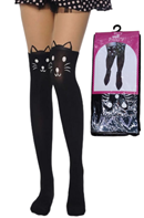 גרביון ירכית שחור חתול במבי/ 6 יח במארז