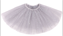 חצאית טוטו 40 ס"מ 3 שכבות כסף נצנצים עם כארד וקולב  / 6 יחידות במארז